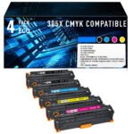Pack de 4 Toners Compatibles HP 305X / 305A – Noir (CE410X), Cyan (CE411A), Jaune (CE412A), Magenta (CE413A)