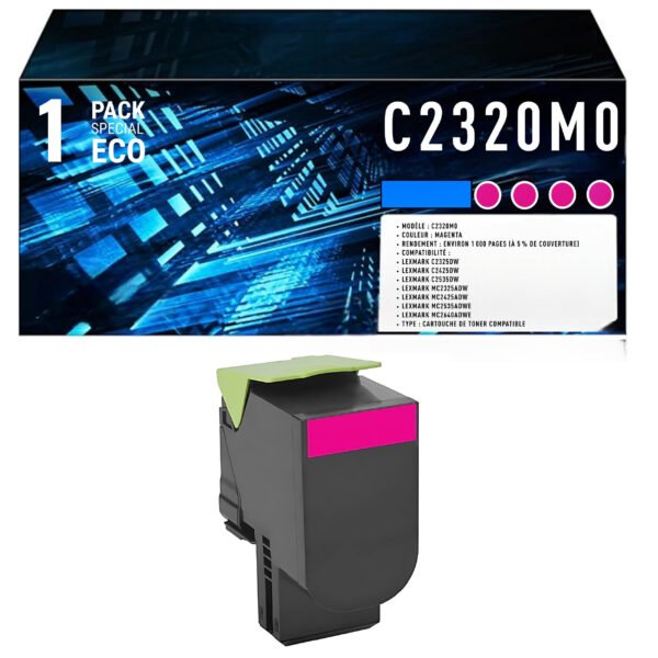 Cartouche de Toner Magenta Compatible Lexmark C2320M0 – 1 000 pages