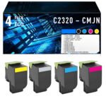 Pack de 4 Toners Compatibles Lexmark C2320 (C2320K0 / C2320C0 / C2320M0 / C2320Y0) – Noir, Cyan, Magenta, Jaune