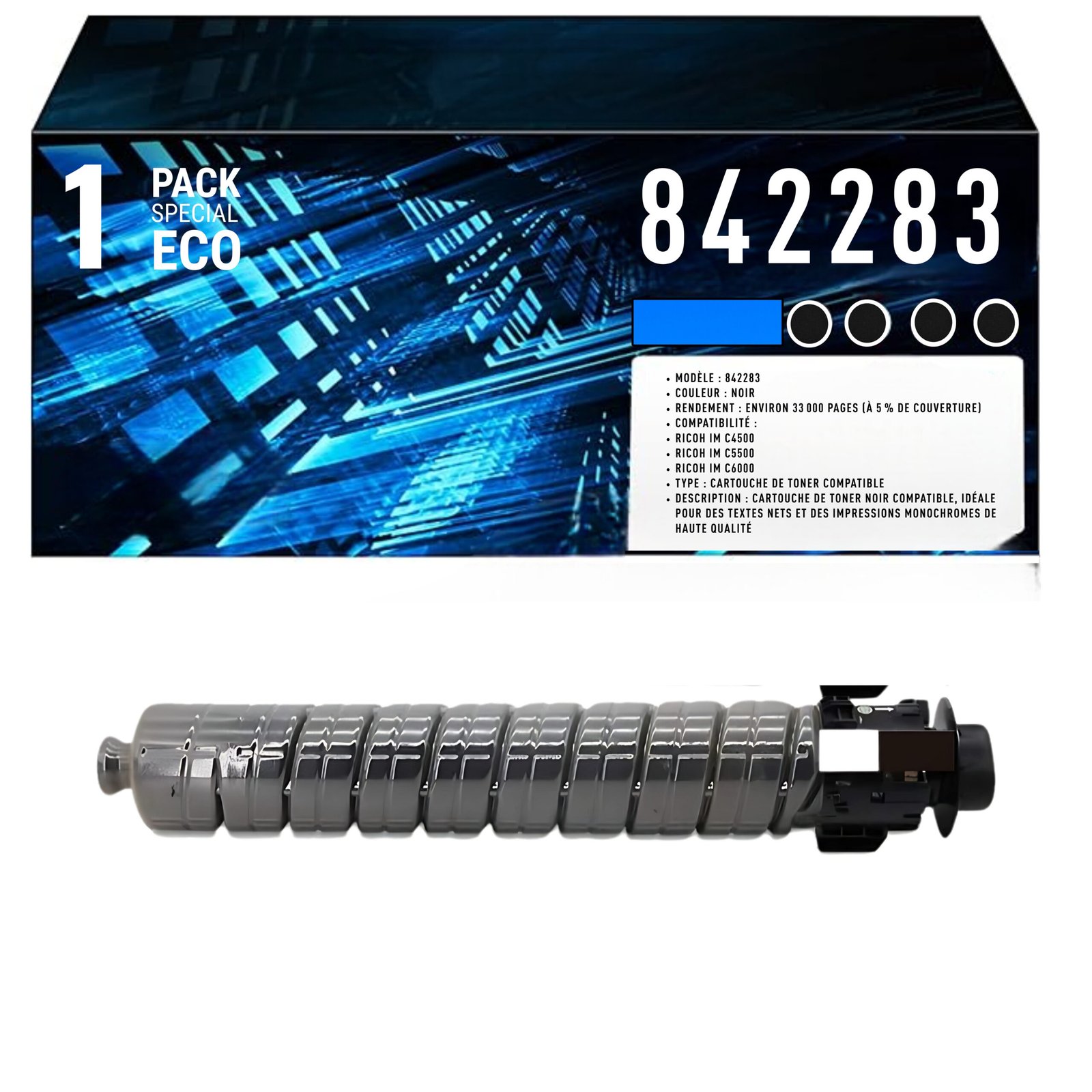 70 Cartouche de Toner Noir Compatible Ricoh 842283 – 43 000 pages – Image 1