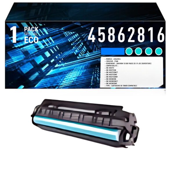 Cartouche de Toner Cyan Compatible 45862814 – 24 000 pages