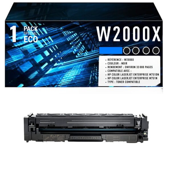 Cartouche de Toner Noir Compatible Lexmark W2000X – 13 500 pages