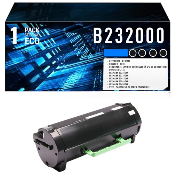Cartouche de Toner Noir Compatible Lexmark B232000 – 3 000 pages
