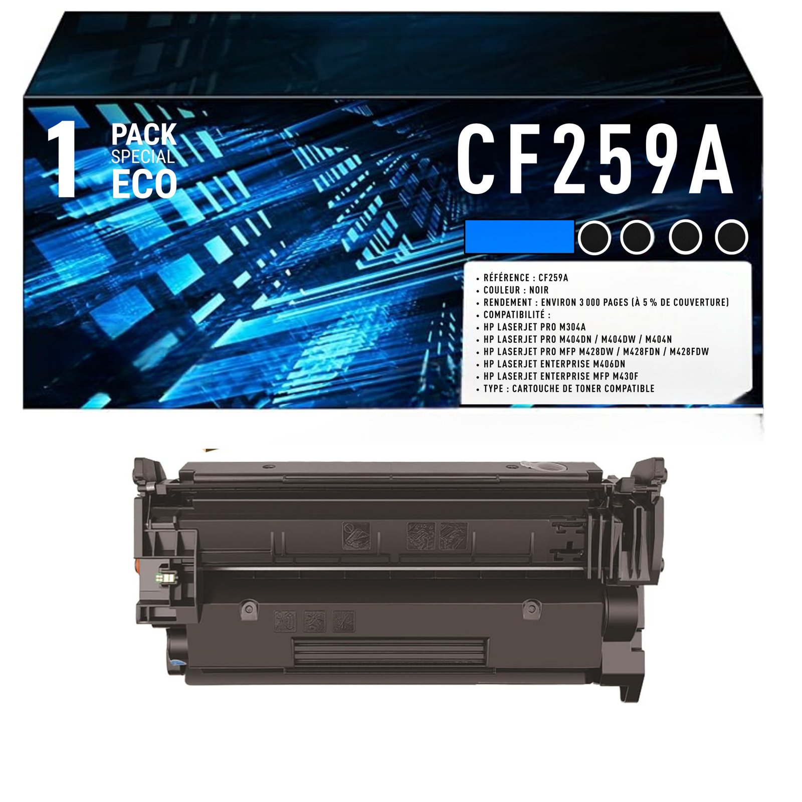 89 Toner compatible HP 59A noir CF259A – 3000 pages LaserJet Pro M404 M428